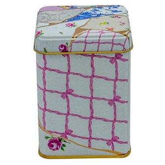 75x75x102 mm Kare Metal Kutu 0.5L Sürgülü Kapaklı Kintsugi Altın Damarlı Çiçek Desenli — Kare Kutular — görsel 2 / 3 — Tinbox