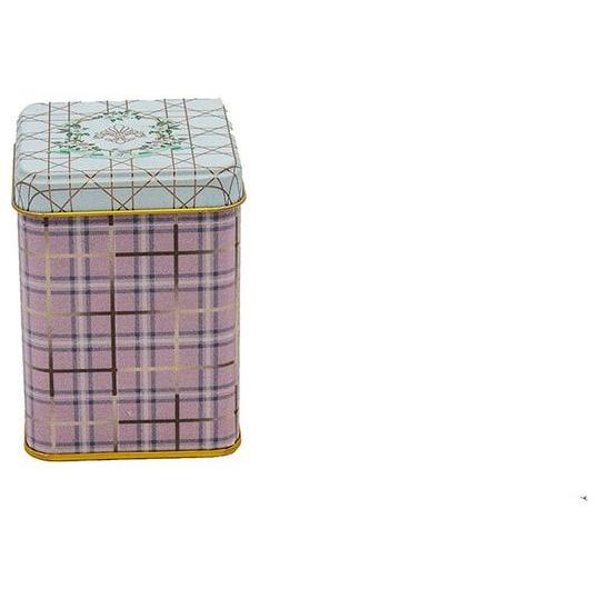 75x75x102 mm Square Metal Box 0.5L slip Lid Rosy Plaid — Square Boxes — view 2 of 3 — Tinbox