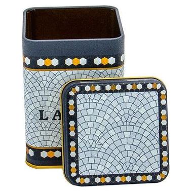 75x75x102 mm Kare Metal Kutu 0,5 L Sürgülü Kapaklı Geometrik Mozaik Desenli — Kare Kutular — görsel 3 / 3 — Tinbox