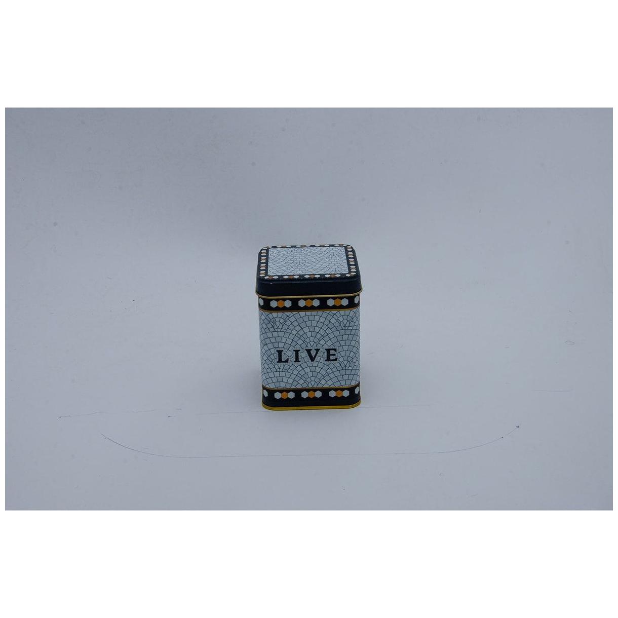 75x75x102 mm Square Metal Box 0.5L slip Lid Geometric Mosaic Pattern — Square Boxes — view 2 of 3 — Tinbox