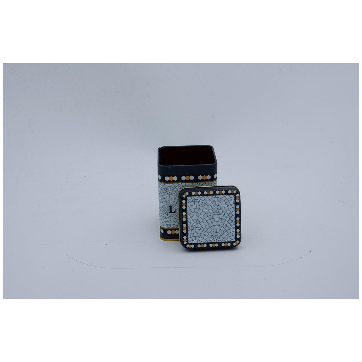 75x75x102 mm Square Metal Box 0.5L slip Lid Geometric Mosaic Pattern — Square Boxes — view 3 of 3 — Tinbox
