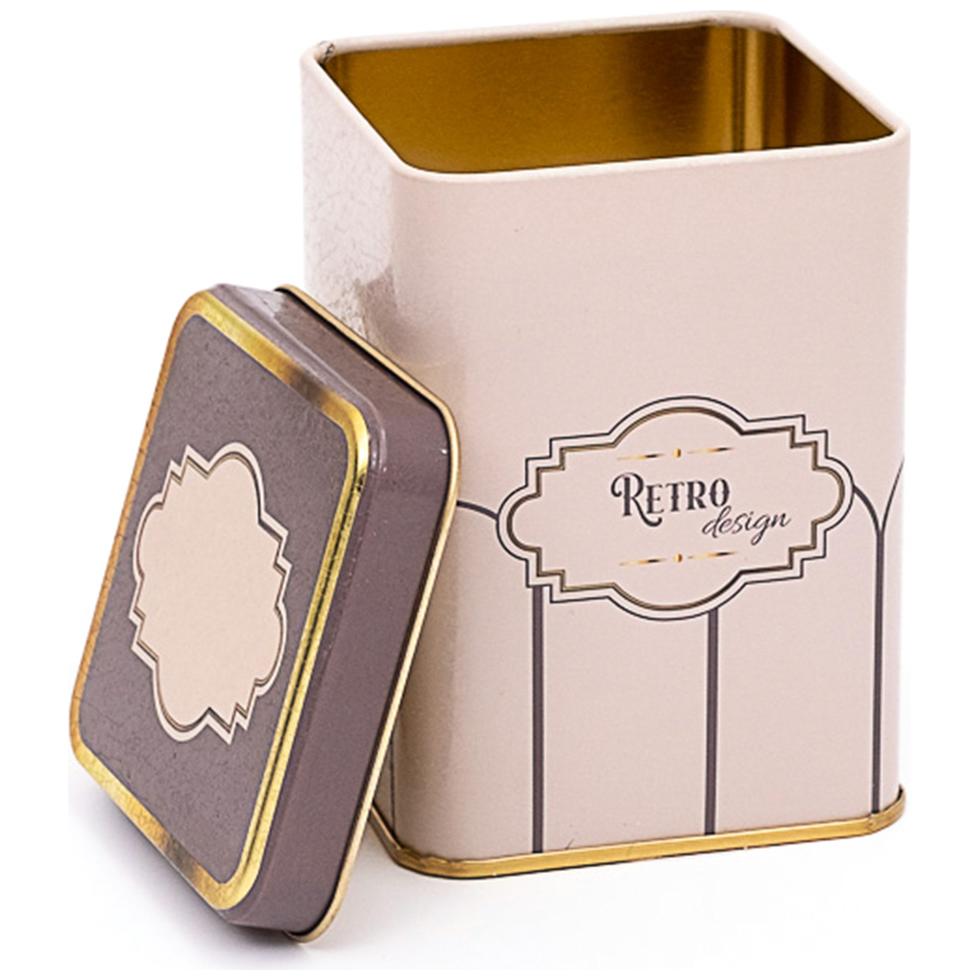 75x75x102 mm Kare Metal Kutu 0,5 L Sürgülü Kapaklı Retro — Kare Kutular — görsel 2 / 3 — Tinbox