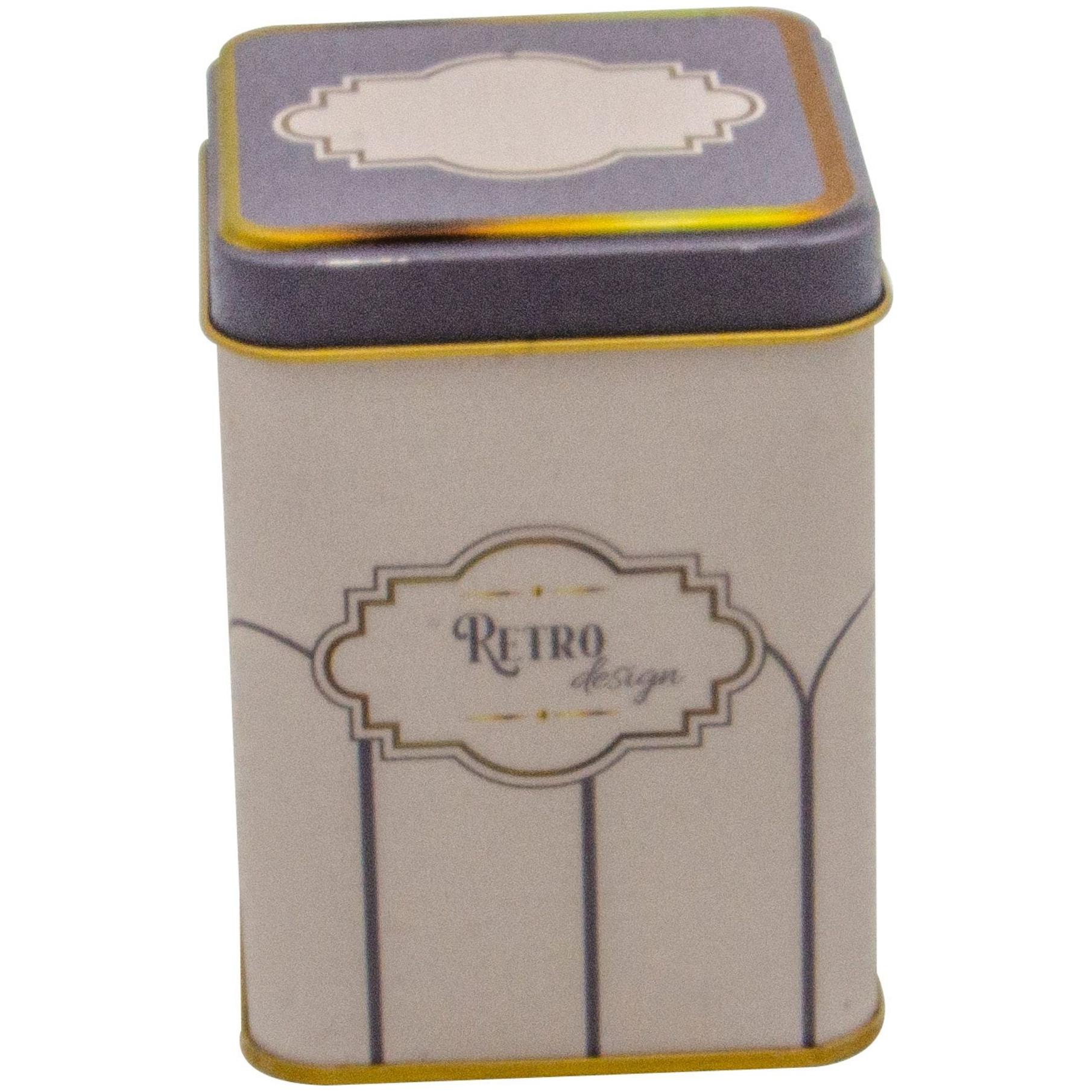 75x75x102 mm Kare Metal Kutu 0,5 L Sürgülü Kapaklı Retro — Kare Kutular — Tinbox