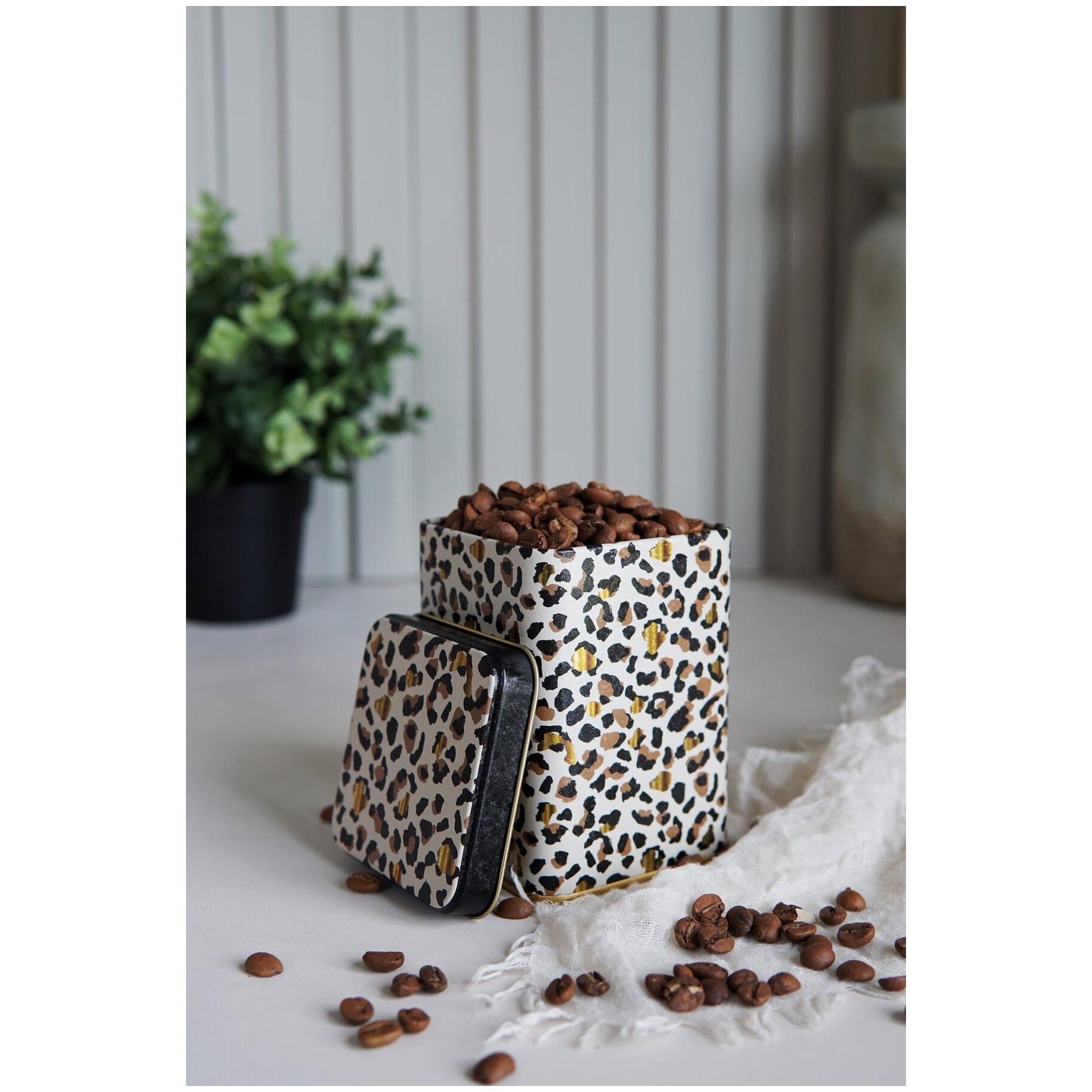 75x75x102 mm Kare Metal Kutu 0,5 L Sürgülü Kapaklı Altın Leopar Desenli — Kare Kutular — görsel 5 / 5 — Tinbox