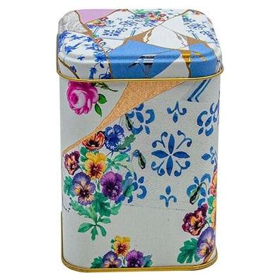 90x90x125 mm Kare Metal Teneke Kutu 1L Sürgülü Kapaklı Kintsugi Altın Damarlı Çiçek Desenli — Kare Kutular — görsel 2 / 3 …