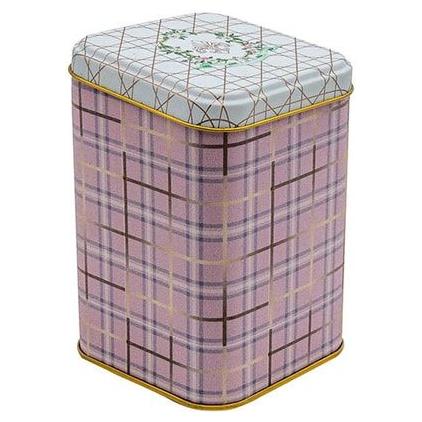 90x90x125 mm Kare Metal Teneke Kutu 1L Sürgülü Kapaklı Pembe Ekose Desenli — Kare Kutular — görsel 3 / 3 — Tinbox