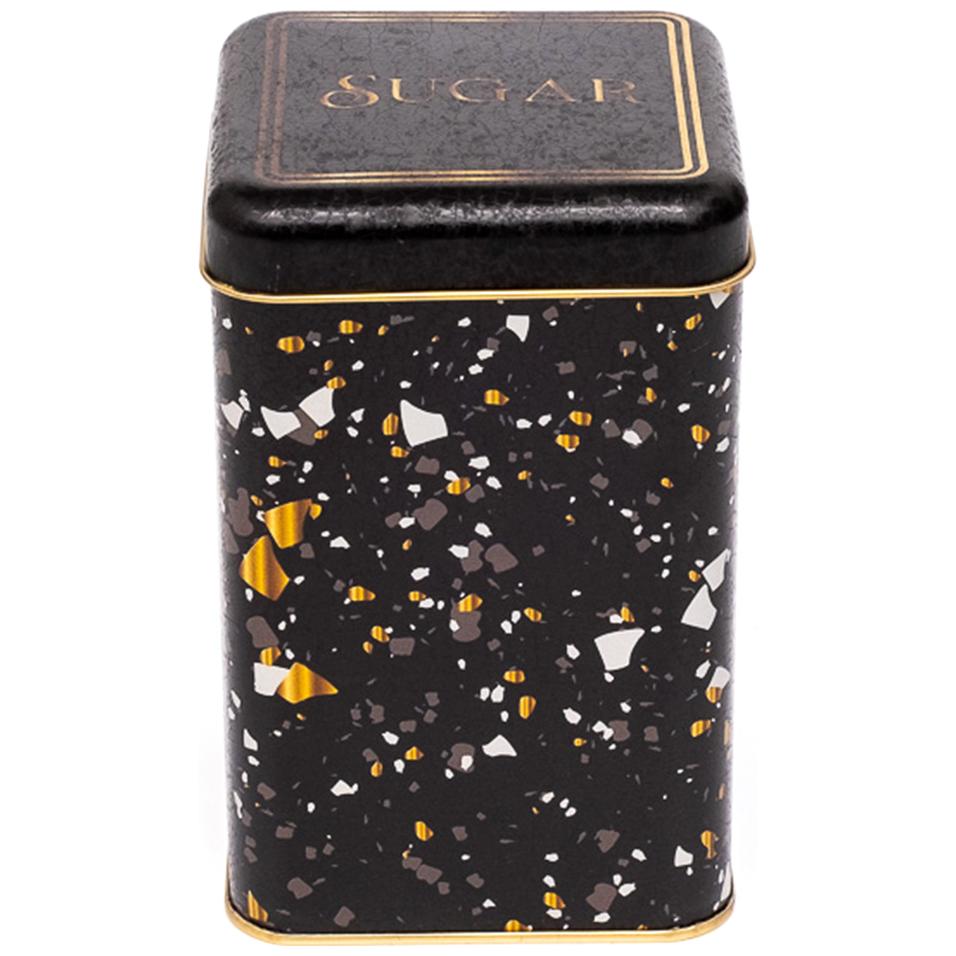 105 x 105 x 160 mm Kare Metal Saklama Kutusu 1.6L Terrazzo Siyah — Kare Kutular — görsel 2 / 3 — Tinbox