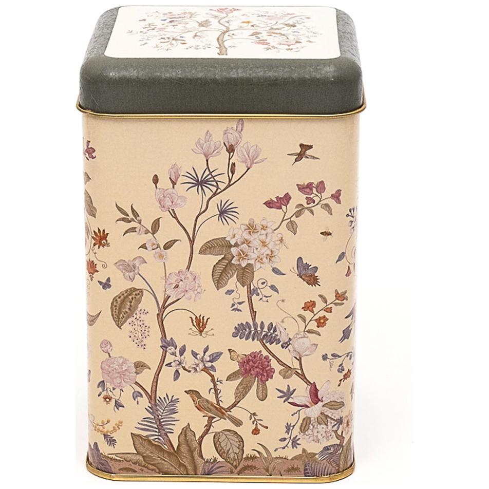 105 x 105 x 160 mm Kare Metal Saklama Kutusu 1.6L Çiçek Desenli Pastel Sarı — Kare Kutular — görsel 2 / 3 — Tinbox