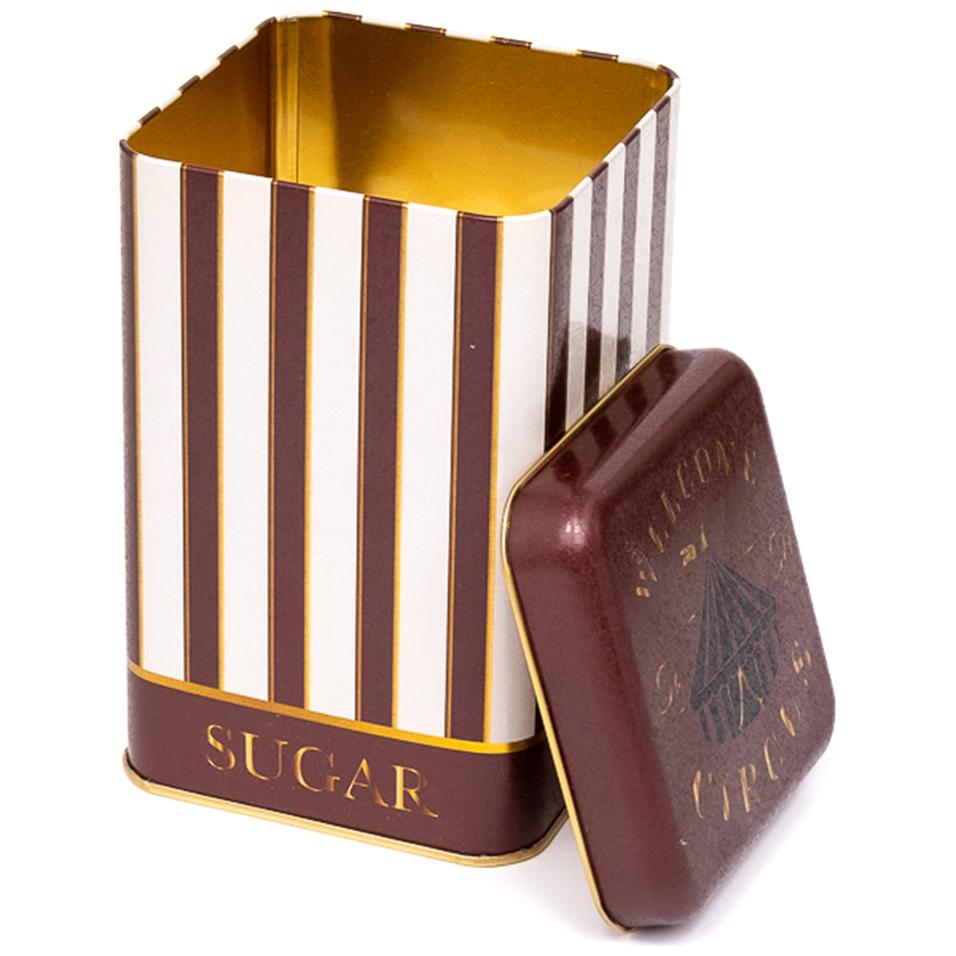 105 x 105 x 160 mm Kare Metal Saklama Kutusu 1.6L Vintage Sirk Zarafeti — Kare Kutular — Tinbox