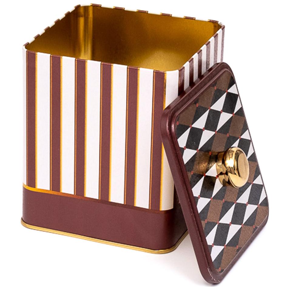 120x120x137 mm Metal Kare Kutu, Kulplu, 1.8L, Vintage Sirk Şıklığı — Kare Kutular — görsel 2 / 3 — Tinbox