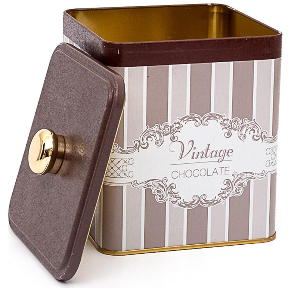 120x120x137 mm Metal Kare Kutu, Kulplu, 1.8L Elegance — Kare Kutular — Tinbox