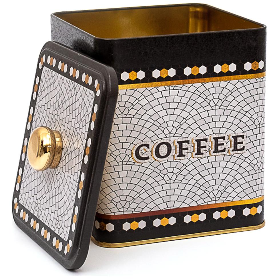 120x120x137 mm Metal Kare Kutu, Kulplu, 1.8L Geometrik Mozaik Desenli — Kare Kutular — Tinbox