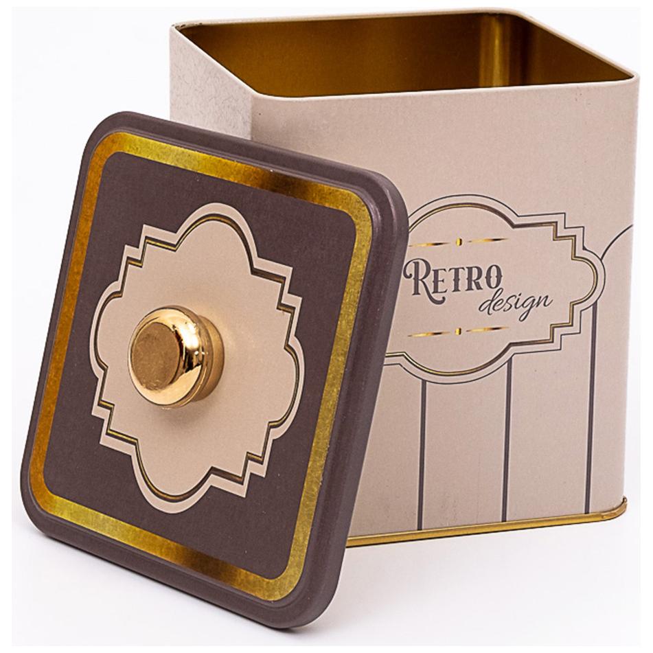 120x120x137 mm Metal Kare Kutu, Kulplu, 1.8L Retro — Kare Kutular — Tinbox