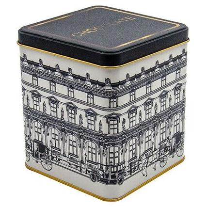 120x120x137 mm Kare Teneke Kutu 1.8 L Sürgülü Kapaklı Vintage Şehir Manzaraları İllüstrasyonu — Kare Kutular — görsel 3 / …