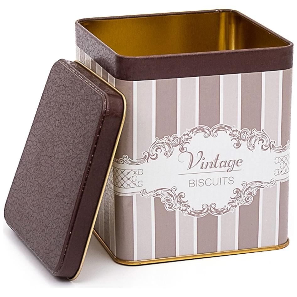 120x120x137 mm Kare Teneke Kutu 1,8 L Sürgülü Kapaklı Zarif — Kare Kutular — Tinbox