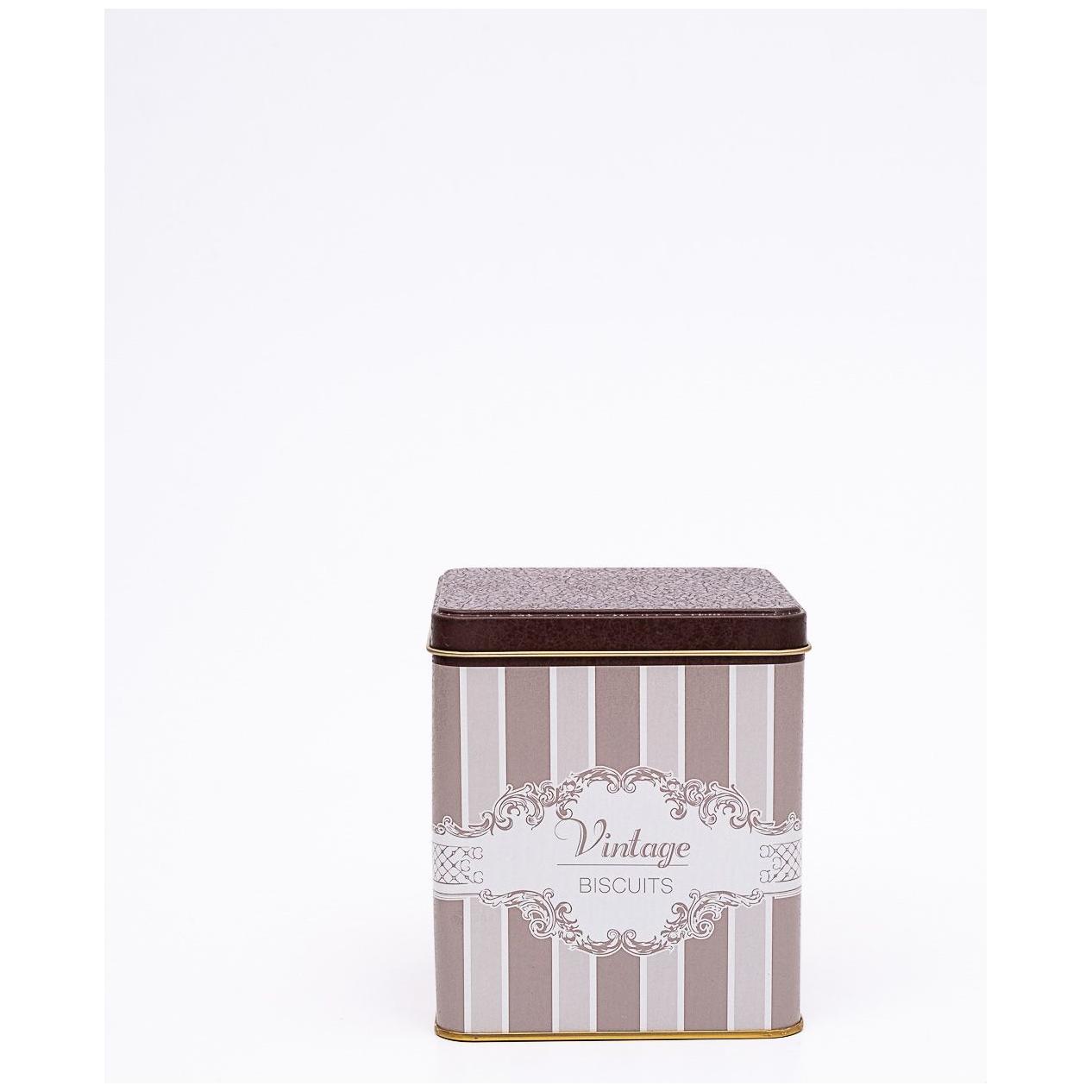 120x120x137 mm Kare Teneke Kutu 1,8 L Sürgülü Kapaklı Zarif — Kare Kutular — görsel 2 / 3 — Tinbox