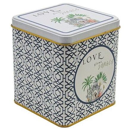 120x120x137 mm Kare Teneke Kutu 1.8 L Sürgülü Kapaklı Tropikal Orman – Doğanın ve Yaban Hayatının Yemyeşil Bir Cenneti — K…