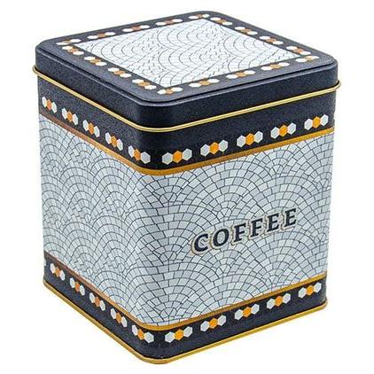 120x120x137 mm Kare Teneke Kutu 1.8 L Sürgülü Kapaklı Geometrik Mozaik Desenli — Kare Kutular — görsel 3 / 4 — Tinbox