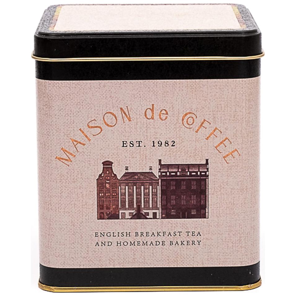 120x120x137 mm Square Tin Box 1.8 L Slip Lid Vintage Café-Inspired Linen Texture Design — Square Boxes — view 2 of 3 — Tinbox