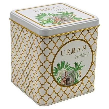 120x120x137 mm Kare Teneke Kutu 1.8 L Sürgülü Kapaklı Tropikal Orman – Doğanın ve Yaban Hayatının Yemyeşil Bir Cenneti — K…