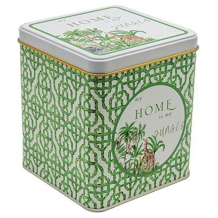 120x120x137 mm Kare Teneke Kutu 1.8 L Sürgülü Kapaklı Tropikal Orman – Doğanın ve Yaban Hayatının Yemyeşil Bir Cenneti — K…