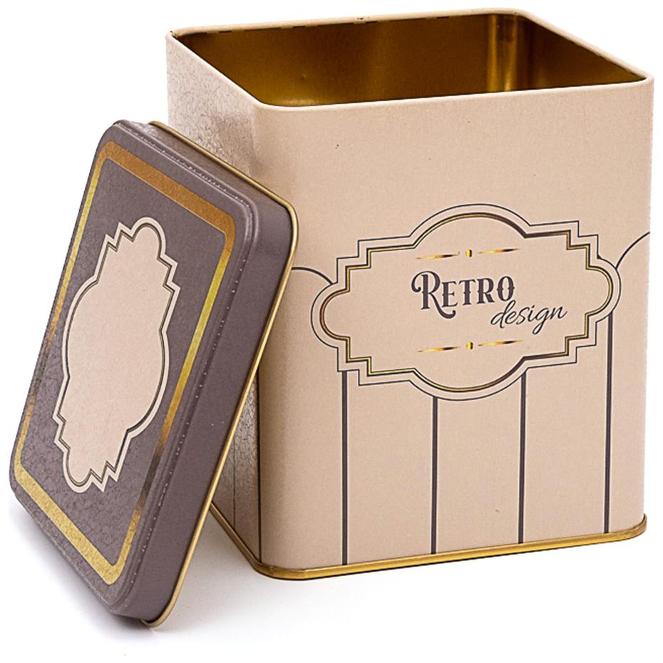120x120x137 mm Square Tin Box 1.8 L Slip Lid Retro — Square Boxes — view 2 of 3 — Tinbox