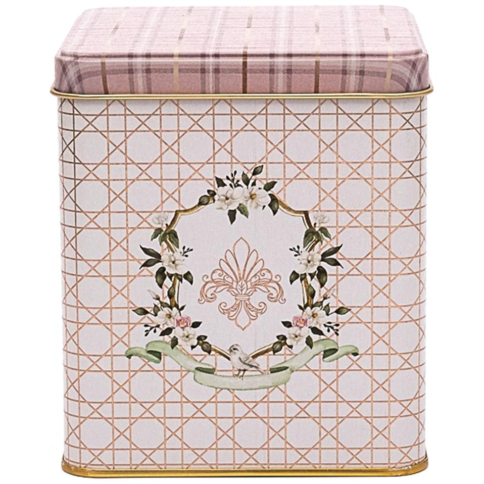 120x120x137 mm Square Tin Box 1.8 L Slip Lid Rosy — Square Boxes — view 2 of 3 — Tinbox