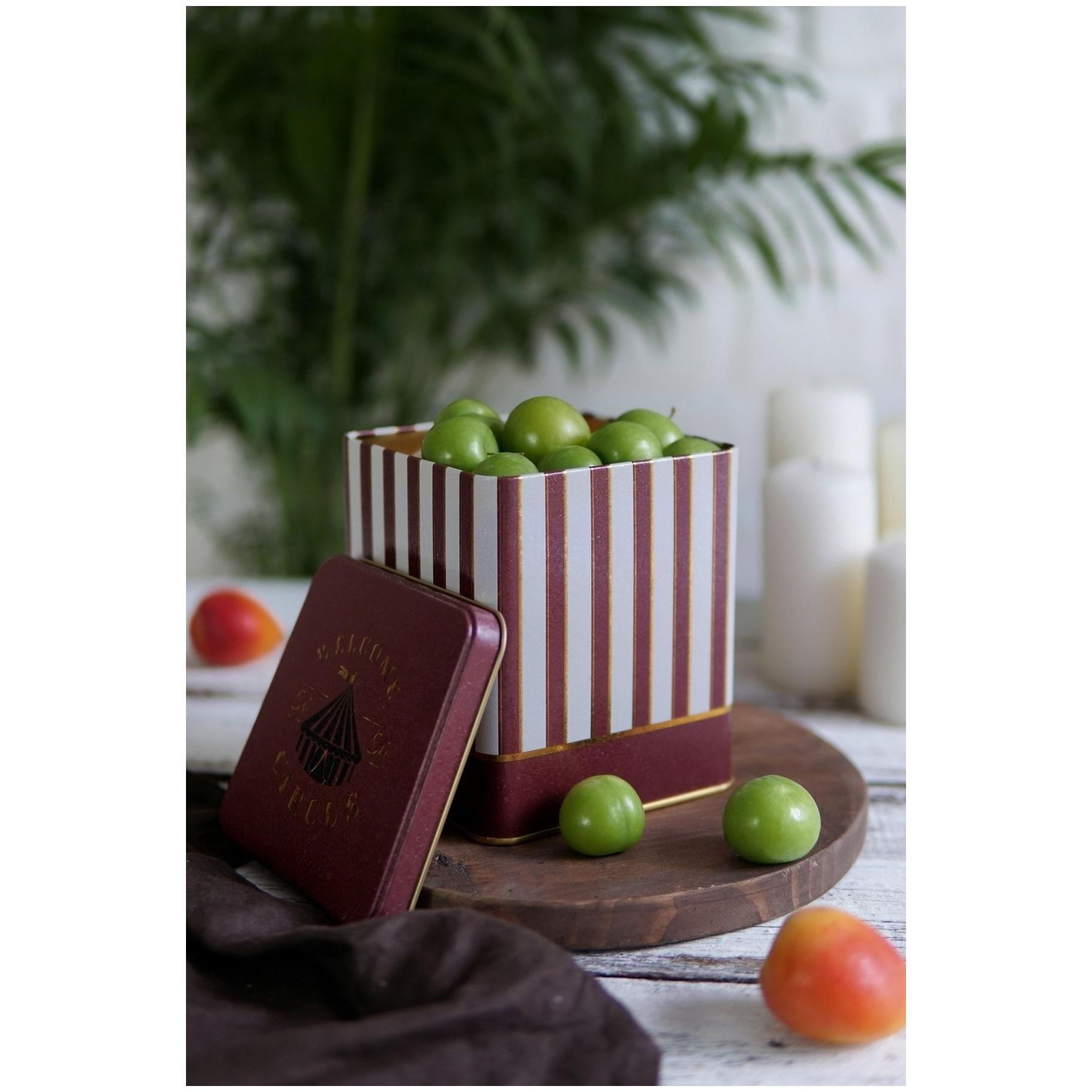 120x120x137 mm Kare Teneke Kutu 1.8 L Sürgülü Kapaklı Vintage Sirk Zarafeti — Kare Kutular — görsel 2 / 3 — Tinbox