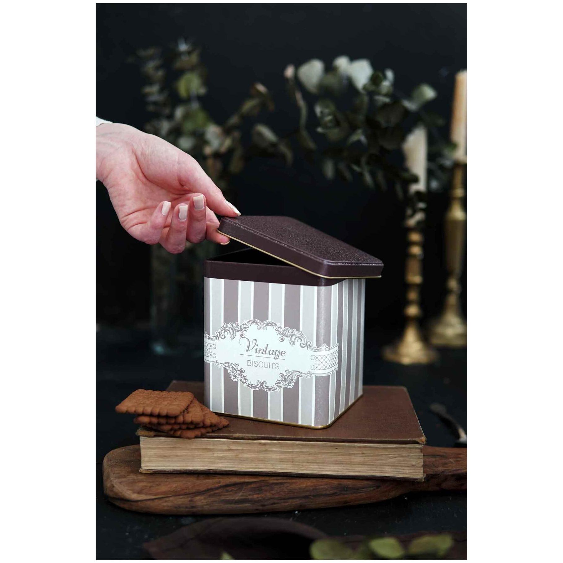 120x120x137 mm Kare Teneke Kutu 1,8 L Sürgülü Kapaklı Zarif — Kare Kutular — görsel 3 / 3 — Tinbox