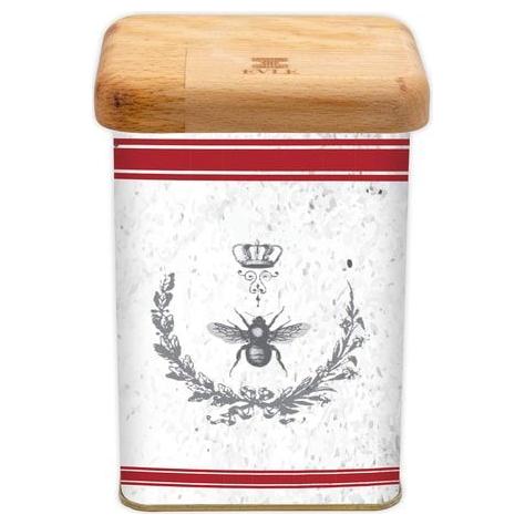 120x120x137 mm Metal Kare Kutu 1.8L Ahşap Kapaklı Vintage Bee & Laurel Elegance — Dikdörtgen Kutular — Tinbox