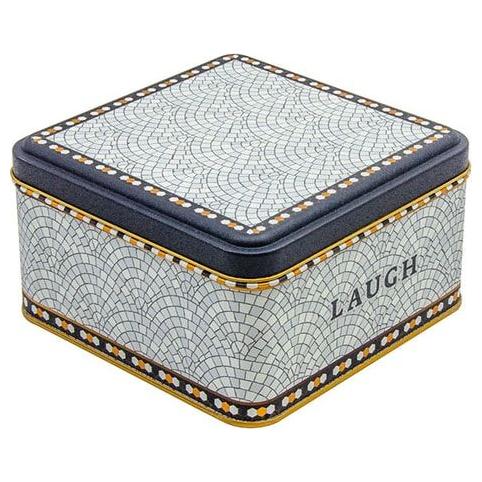 158x158x87 mm Kare Metal Saklama Kutusu 2.2L Kayar Kapaklı Geometrik Mozaik Desenli — Kare Kutular — görsel 3 / 4 — Tinbox