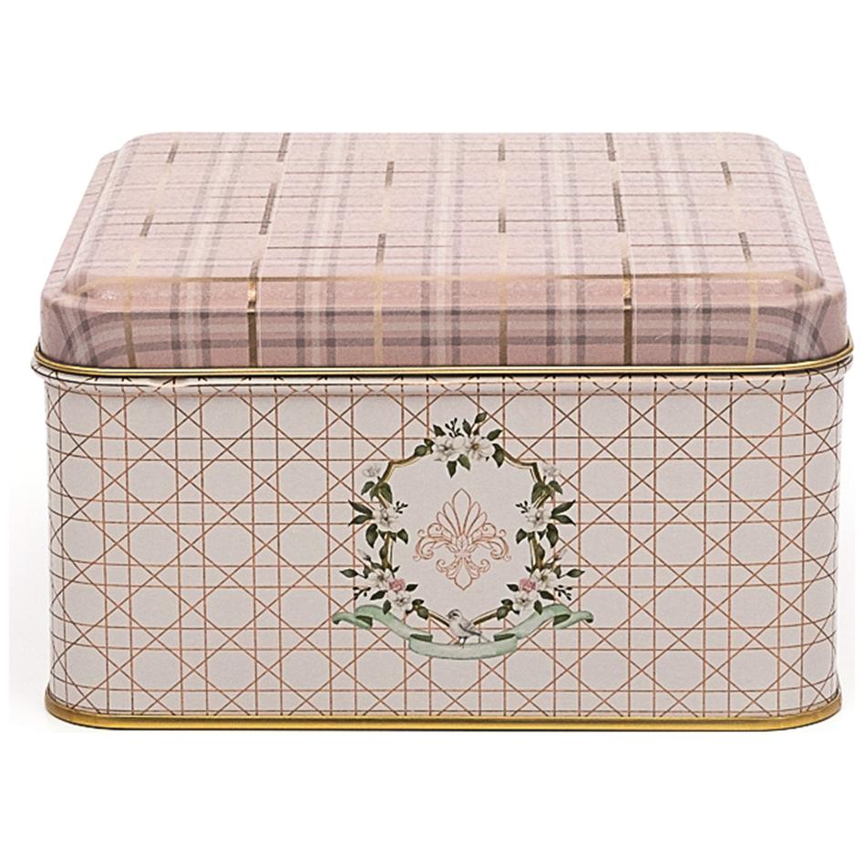 158x158x87 mm Kare Metal Saklama Kutusu 2.2L Kayar Kapaklı Pembe — Kare Kutular — görsel 2 / 3 — Tinbox