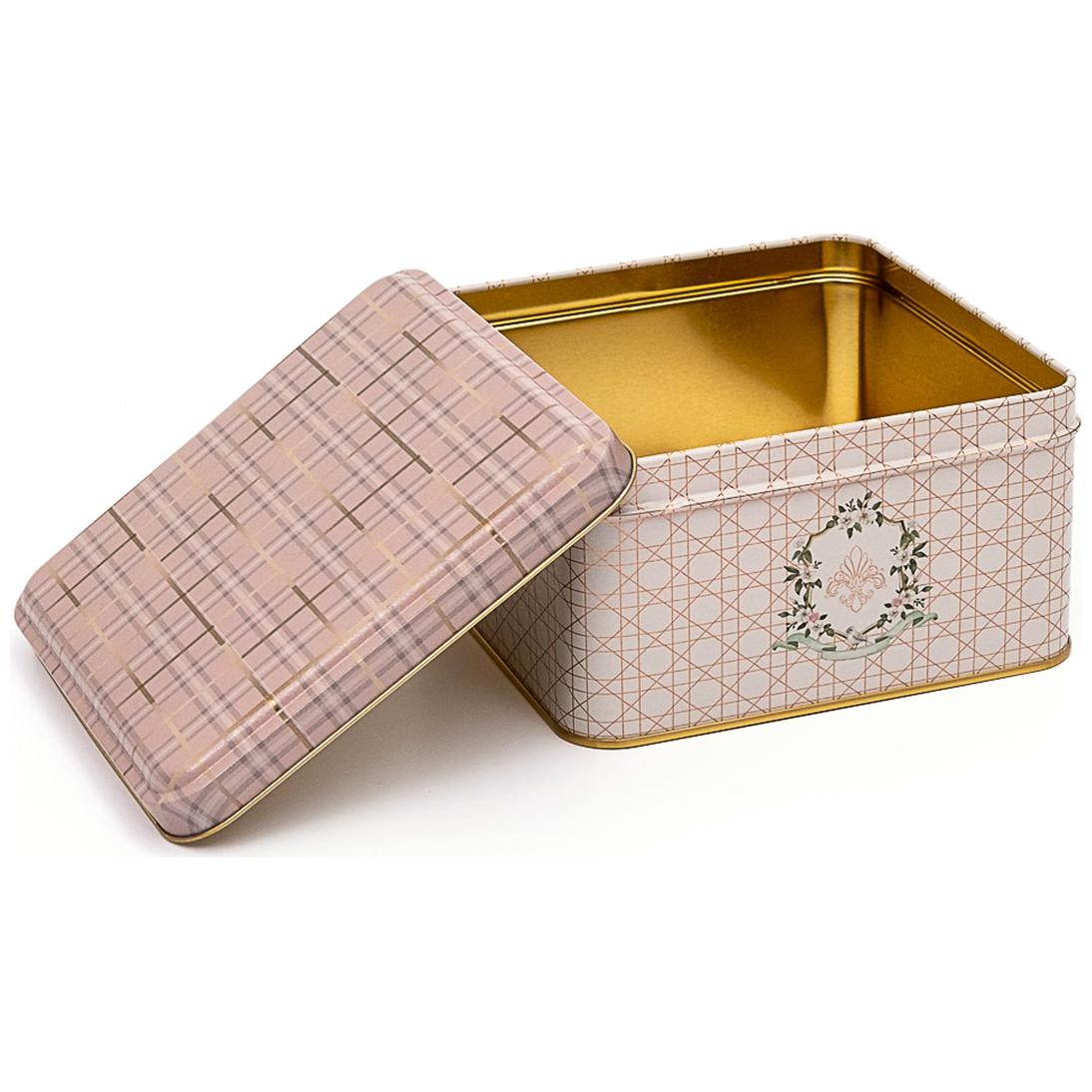 158x158x87 mm Kare Metal Saklama Kutusu 2.2L Kayar Kapaklı Pembe — Kare Kutular — görsel 1 / 3 — Tinbox