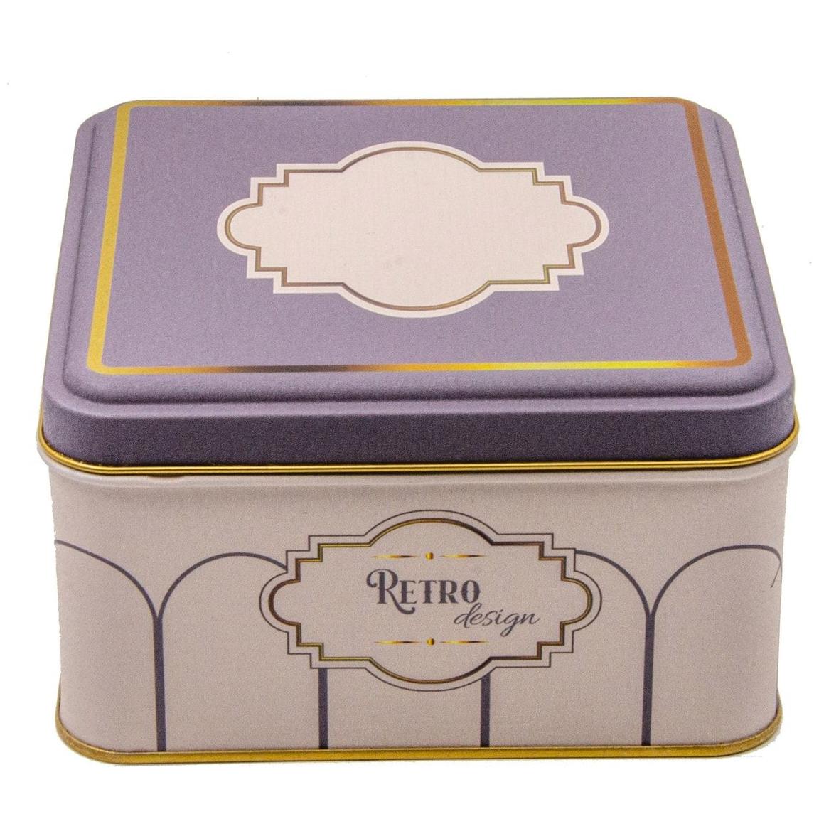 158x158x87 mm Kare Metal Saklama Kutusu 2.2L Sürgülü Kapaklı Retro — Kare Kutular — görsel 1 / 3 — Tinbox