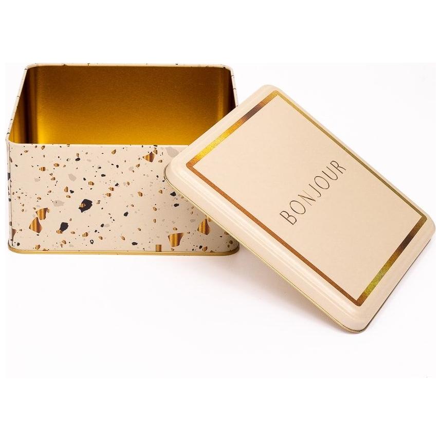 198x198x100 mm Kare Metal Saklama Kutusu 3.7L Terrazzo Krem — Kare Kutular — görsel 2 / 3 — Tinbox