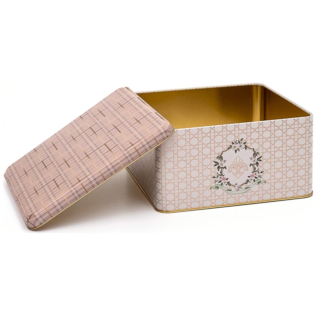 198x198x100 mm Kare Metal Saklama Kutusu 3.7L Pembe — Kare Kutular — Tinbox