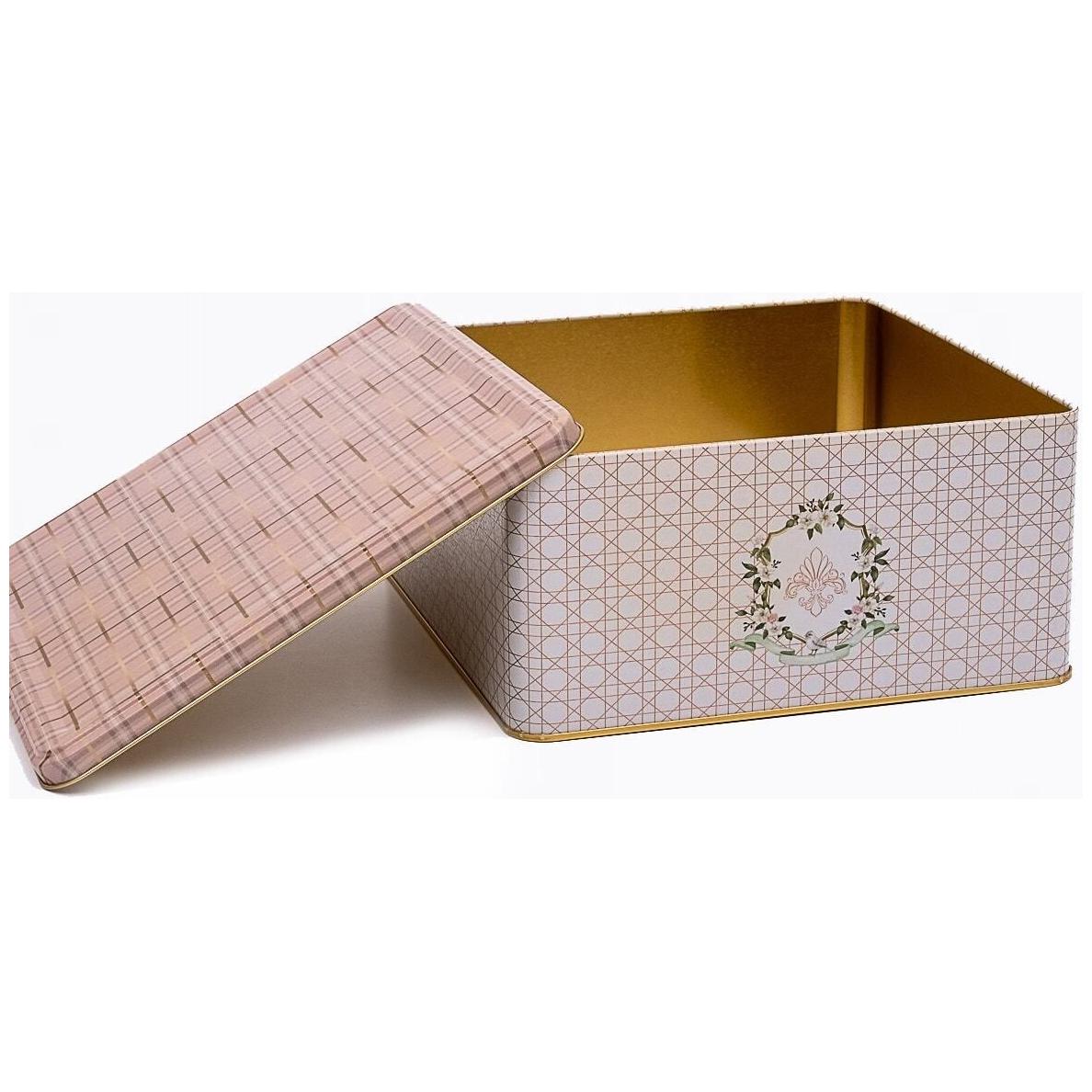 235x235x110 mm Kare Saklama Kutusu 5.8L Kayar Kapaklı Pembe Ekose Desenli — Kare Kutular — görsel 2 / 3 — Tinbox