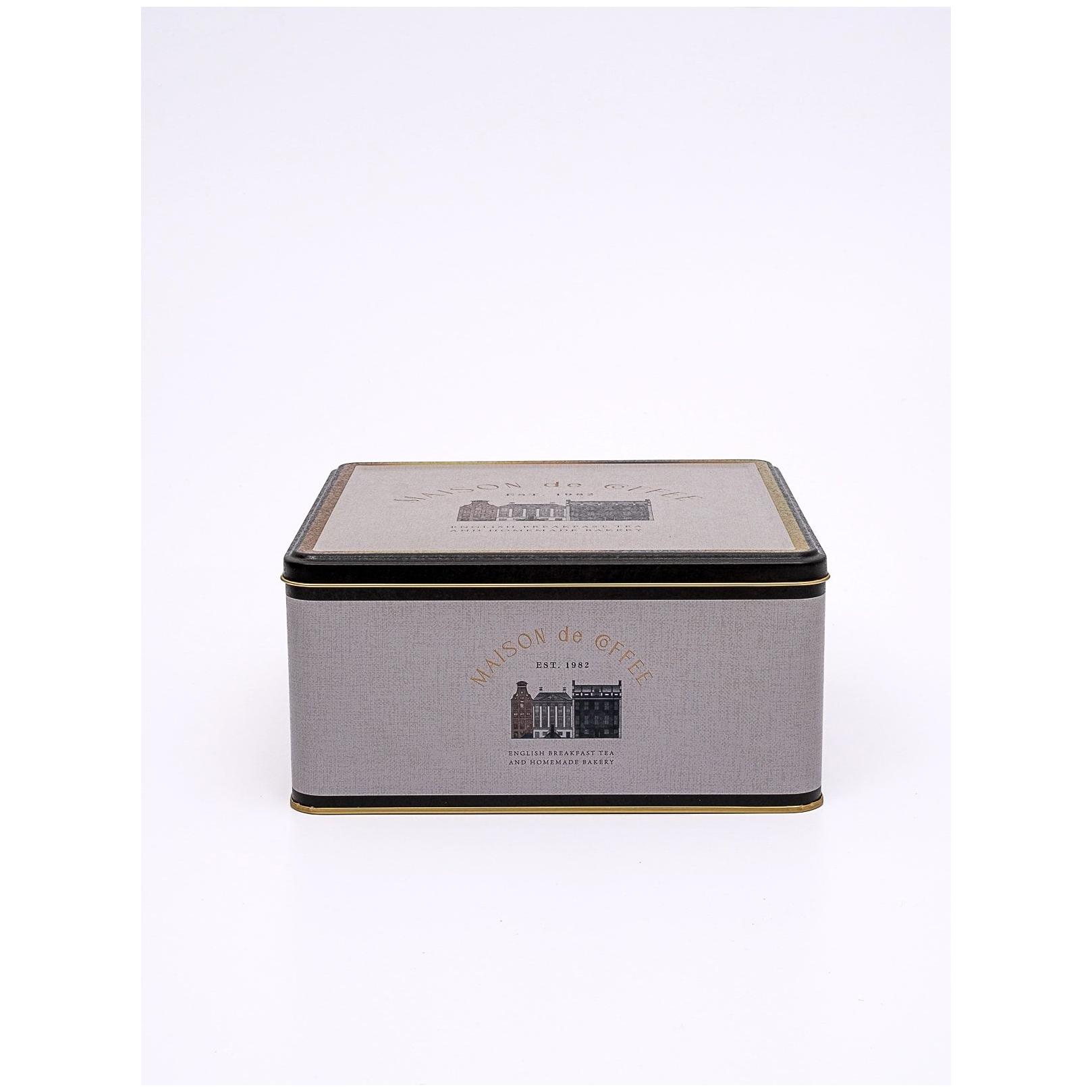235x235x110 mm Kare Saklama Kutusu 5.8L Sürgülü Kapaklı Vintage Kafe Esintili Keten Dokulu Tasarım — Kare Kutular — Tinbox
