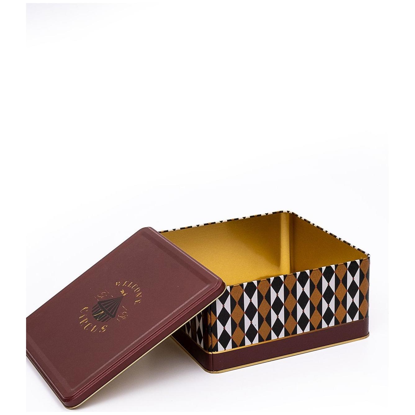 235x235x110 mm Kare Saklama Kutusu 5.8L Sürgülü Kapaklı Vintage Sirk Şıklığı — Kare Kutular — görsel 3 / 4 — Tinbox