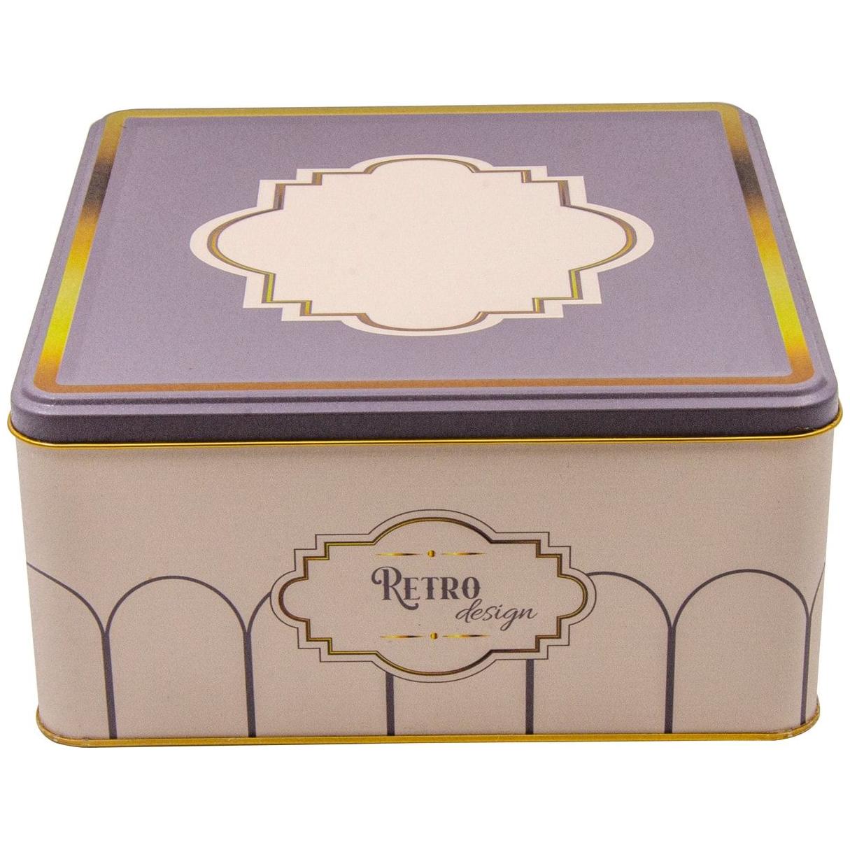 235x235x110 mm Kare Saklama Kutusu 5.8L Sürgülü Kapaklı Retro — Kare Kutular — Tinbox