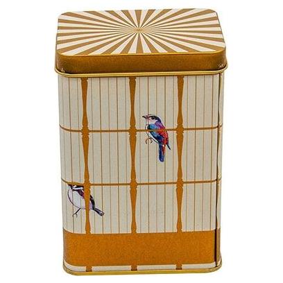 75x100x150 mm Rectangular Metal Storage Box 1.2L Slip Lid Vintage Birdcage Illustration with Colorful Birds — Rectangular …