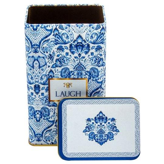 75x100x150 mm Dikdörtgen Metal Saklama Kutusu 1.1L Sürgülü Kapaklı Azulejo Esintili Mavi ve Beyaz Dekoratif Desenli — Dikd…