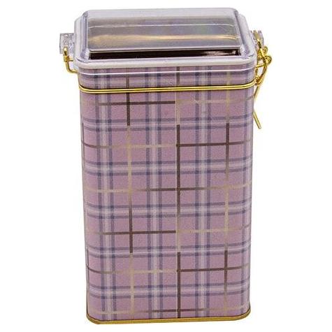 75x100x170 mm Dikdörtgen Metal Kutu 1.1L Tel Toka ve Şeffaf Kapak Pembe Ekose — Dikdörtgen Kutular — görsel 2 / 3 — Tinbox