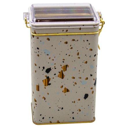 75x100x170 mm Dikdörtgen Metal Kutu 1.1L Tel Kilitli ve Şeffaf Kapaklı Terrazzo Krem — Dikdörtgen Kutular — görsel 2 / 3 —…