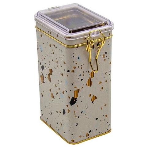 75x100x170 mm Dikdörtgen Metal Kutu 1.1L Tel Kilitli ve Şeffaf Kapaklı Terrazzo Krem — Dikdörtgen Kutular — görsel 3 / 3 —…