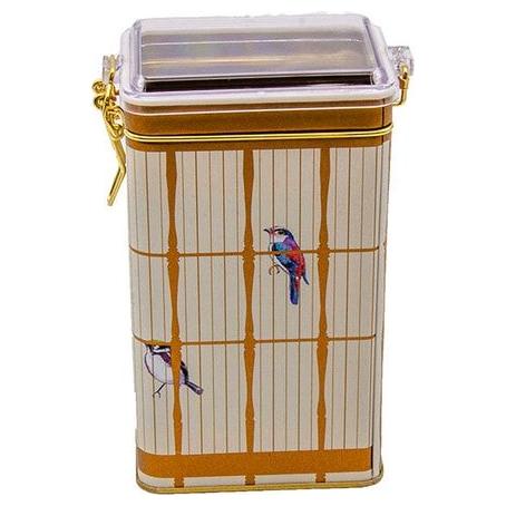 75x100x170 mm Dikdörtgen Metal Kutu 1.1L Tel Toka ve Şeffaf Kapaklı Renkli Kuşlu Vintage Kuş Kafesi İllüstrasyonu — Dikdör…