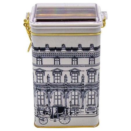 75x100x170 mm Dikdörtgen Metal Kutu 1.1L Tel Toka ve Şeffaf Kapaklı Vintage Şehir Manzaraları İllüstrasyonu — Dikdörtgen K…
