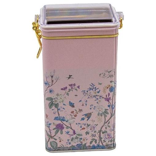 75x100x190 mm Dikdörtgen Metal Kutu 1.3L Tel Kilitli ve Şeffaf Kapaklı Çiçek Desenli Pastel Pembe — Dikdörtgen Kutular — g…