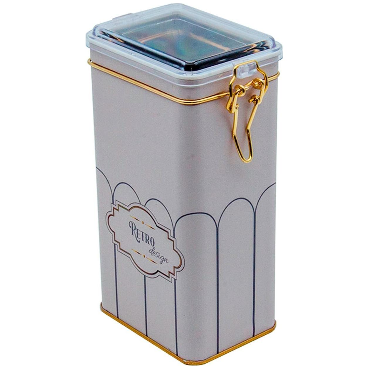 75x100x190 mm Dikdörtgen Metal Kutu 1.3L Tel Tokalı ve Şeffaf Kapaklı Retro — Dikdörtgen Kutular — görsel 2 / 3 — Tinbox