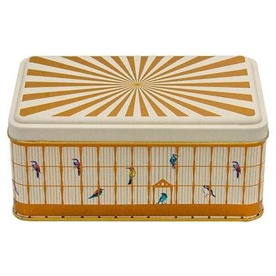 115x190x80 mm Rectangular Metal Storage Box 1.6L Vintage Birdcage Illustration with Colorful Birds — Rectangular Boxes — v…